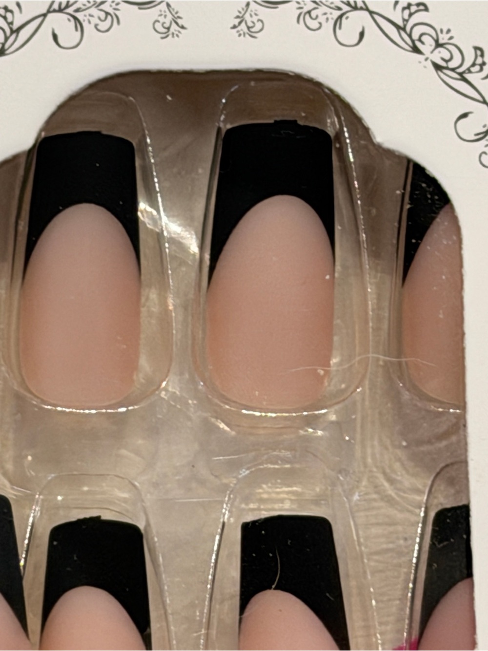 Matte Nude Black French Tip Press On Nails Minimalist Glam Manicure